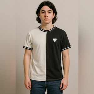 Two-Tone Black and White Short Sleeve Tee